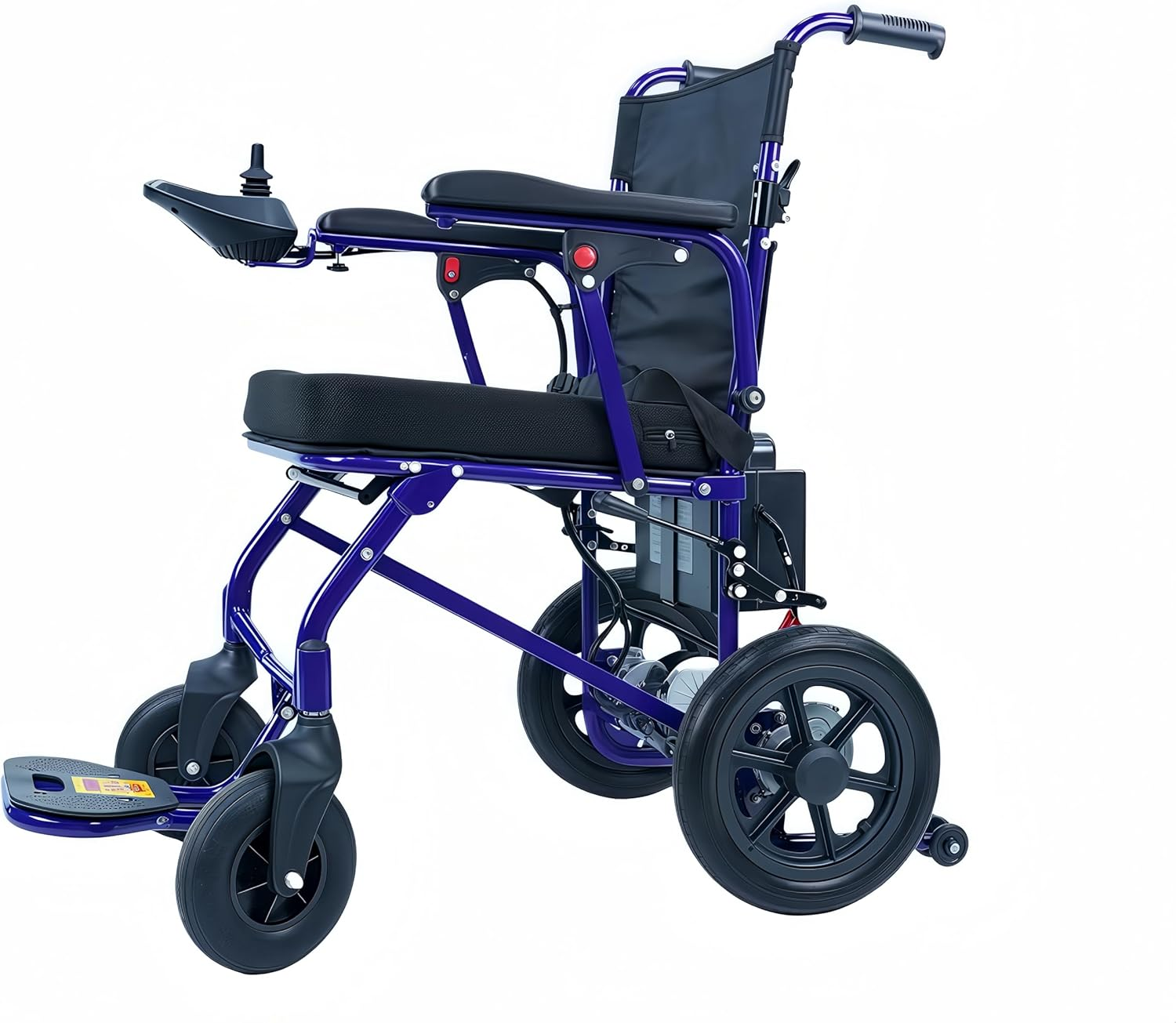 Electric Wheelchair Lithium-Powered Lightweight Foldable - Geezcare Motorized for Adult Seniors, 500W Power - 23Kg Weight with Battery - Airline (MSDS) and Cruise Approval with Aluminium Frame, Detachable Battery & Liftable Armrest -Thick Cushion Seat- Compact Comfort in Purple & Black (Purple) image number 4