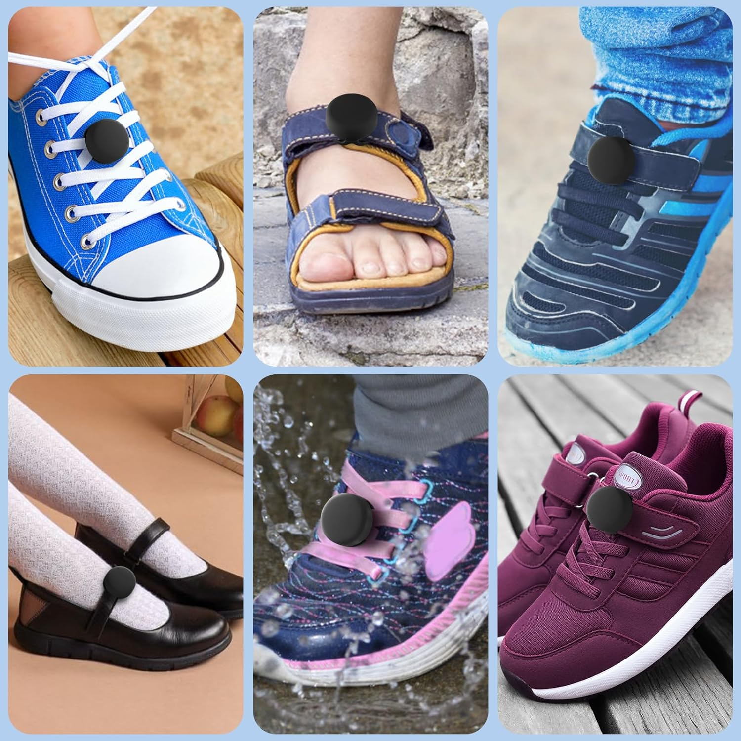 Waterproof Holder Compatible with Airtag for Kids Shoelaces & Straps, 2 Pack Hidden Silicone Shoe Clip Compatible with Apple Air Tag, GPS Tracker for Children Shoes Shoestring (Black) image number 4