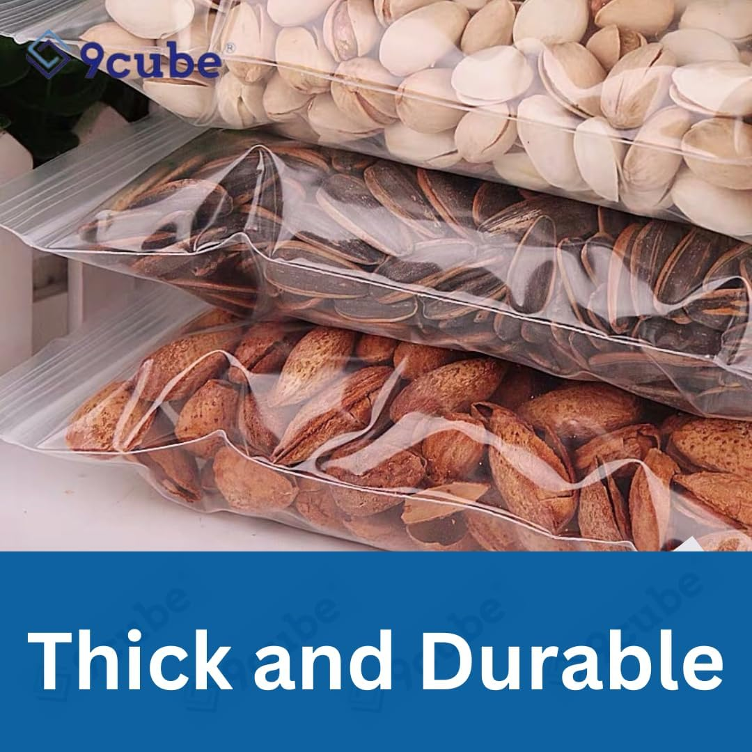 Resealable Zip Lock Bags &ndash; Clear Plastic Poly Bags with Seal Strip | Food Grade | 100 Pack (19Cm X19Cm) image number 5