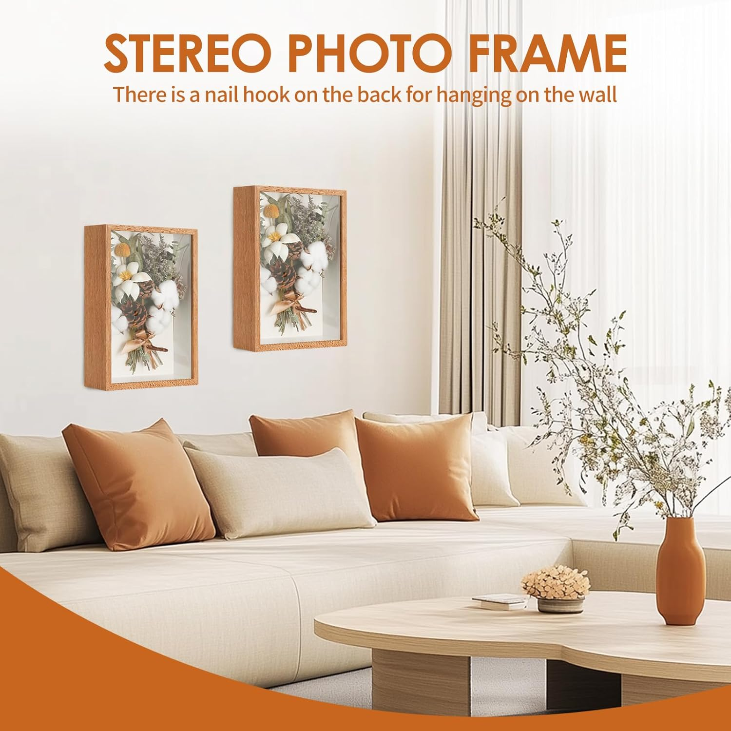 Box Frame, Flower Frame, 3D Picture Frame, Box Picture Frame for Dried Flowers, Crafts, Photos, Money, and Stamps. Great as a Gift for Friends or as Room Decor (Burlywood) image number 4