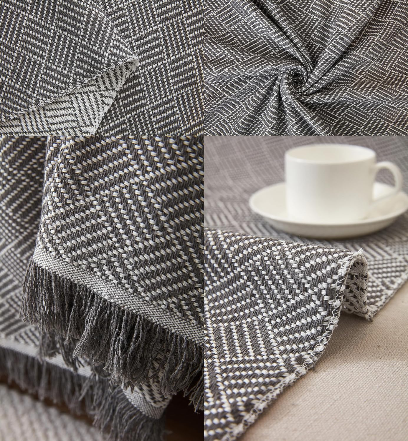 Sofa Cover Blanket, L Shape Sectional Couch Covers Protector (NOT for Dog Cat Pet) Weaved (Grey, 180X380Cm/71X150)