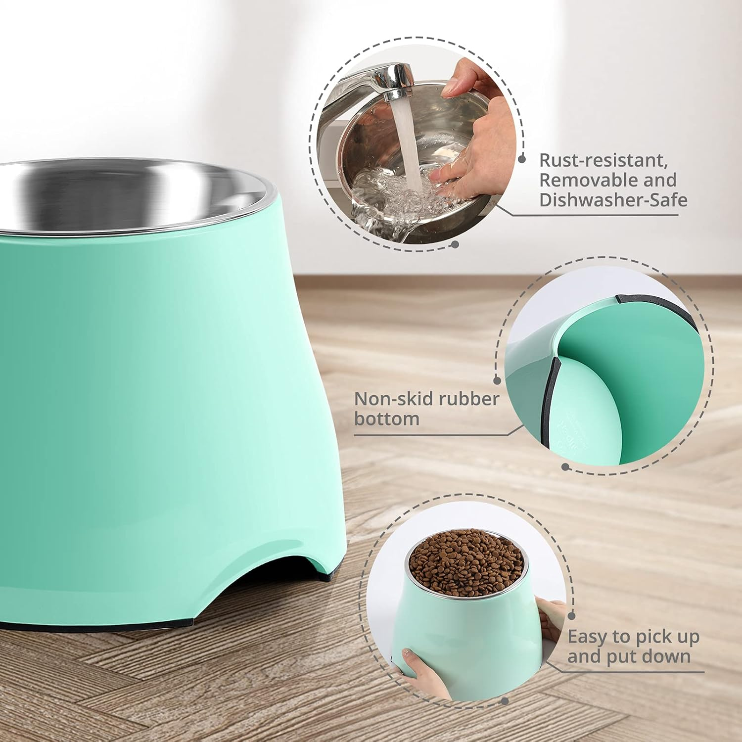 Yoken Elevated Dog Bowls, [Prevention of Vertebrae Disease] [Super Non-Slip] Dog Bowl with Stainless Steel Bowl, High Capacity Dog Food Bowls, Colorful Raised Dog Bowls for Medium/Small Size Dogs image number 4