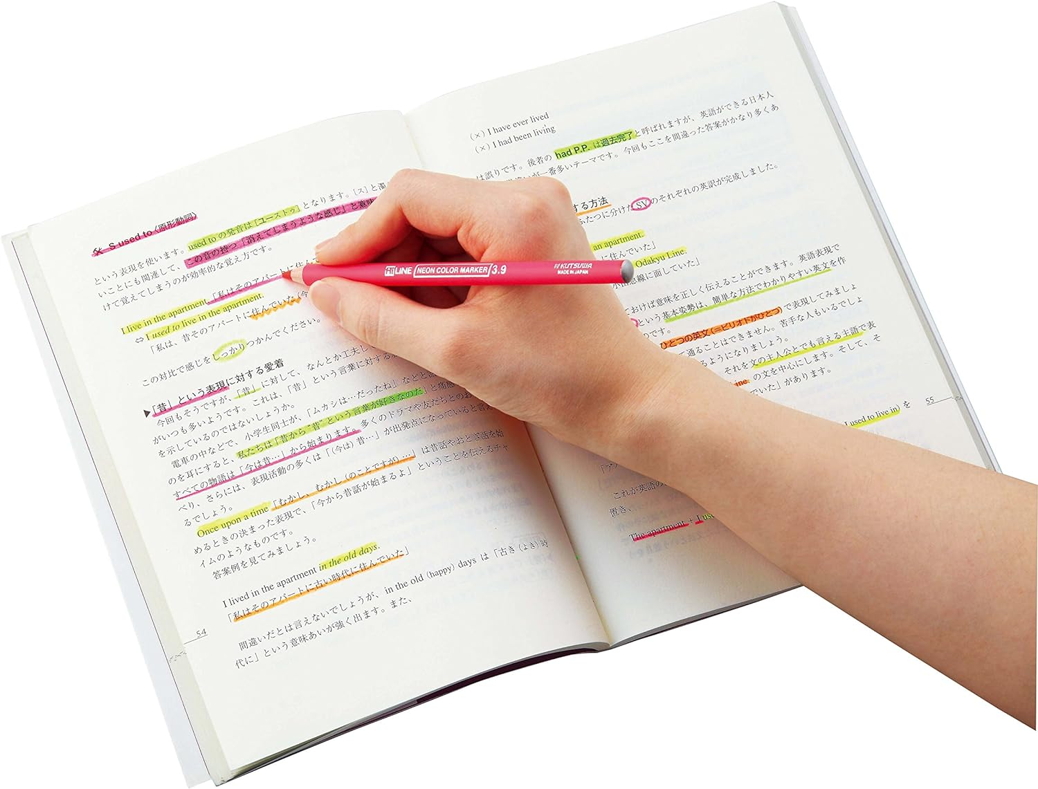 Kutsuwa RF017YE-5P Fluorescent Pencil Markers, Yellow, Pack of 5 image number 2