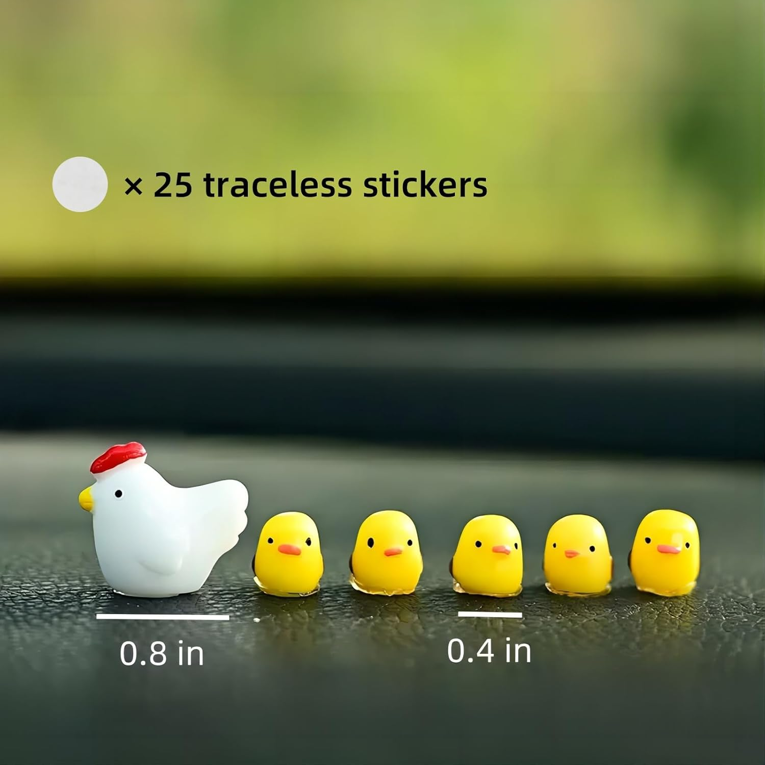 Cute Mini Chickens Car Dashboard Accessories Fun Chicks Car Rearview Mirror Decor Car Mirror Interior Ornaments, Fairy Garden Landscape Decor Home Decor Car Gifts image number 4