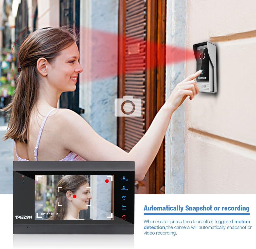TMEZON Tuya App Home Intercom System Wireless Wifi Smart IP Video Doorbell 1080P 7 Inch with 1X1080P Wired Door Phone Camera Support Remote Unlock,Talk and View, Record,Snapshot via Smartphone image number 1