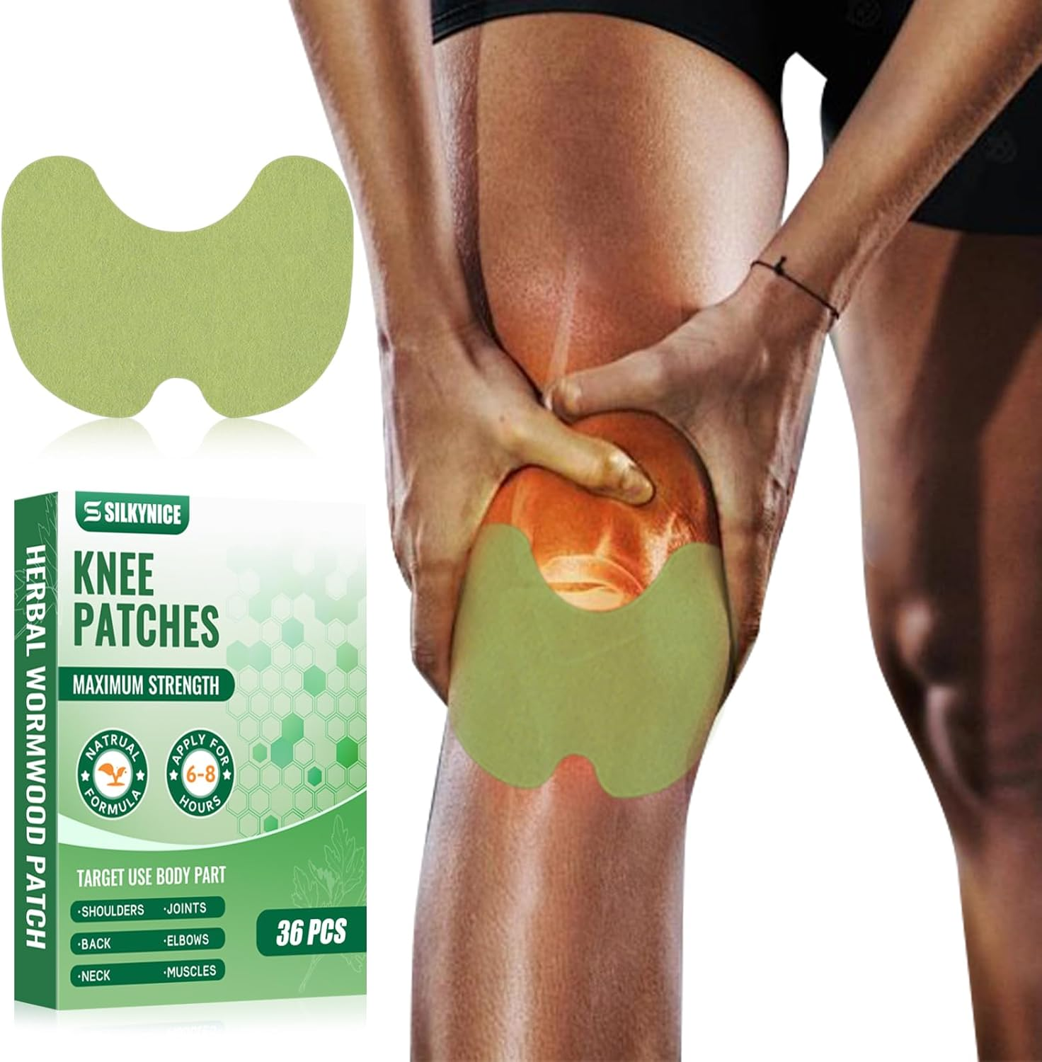 Knee Patches,Knee Relief Patch,36 Count&mdash;&mdash;Bone on Bone Natural Knee Patches for Relief, Lasting Heat for 8 Hours, for Knees, Back, Neck, Shoulder image number 2