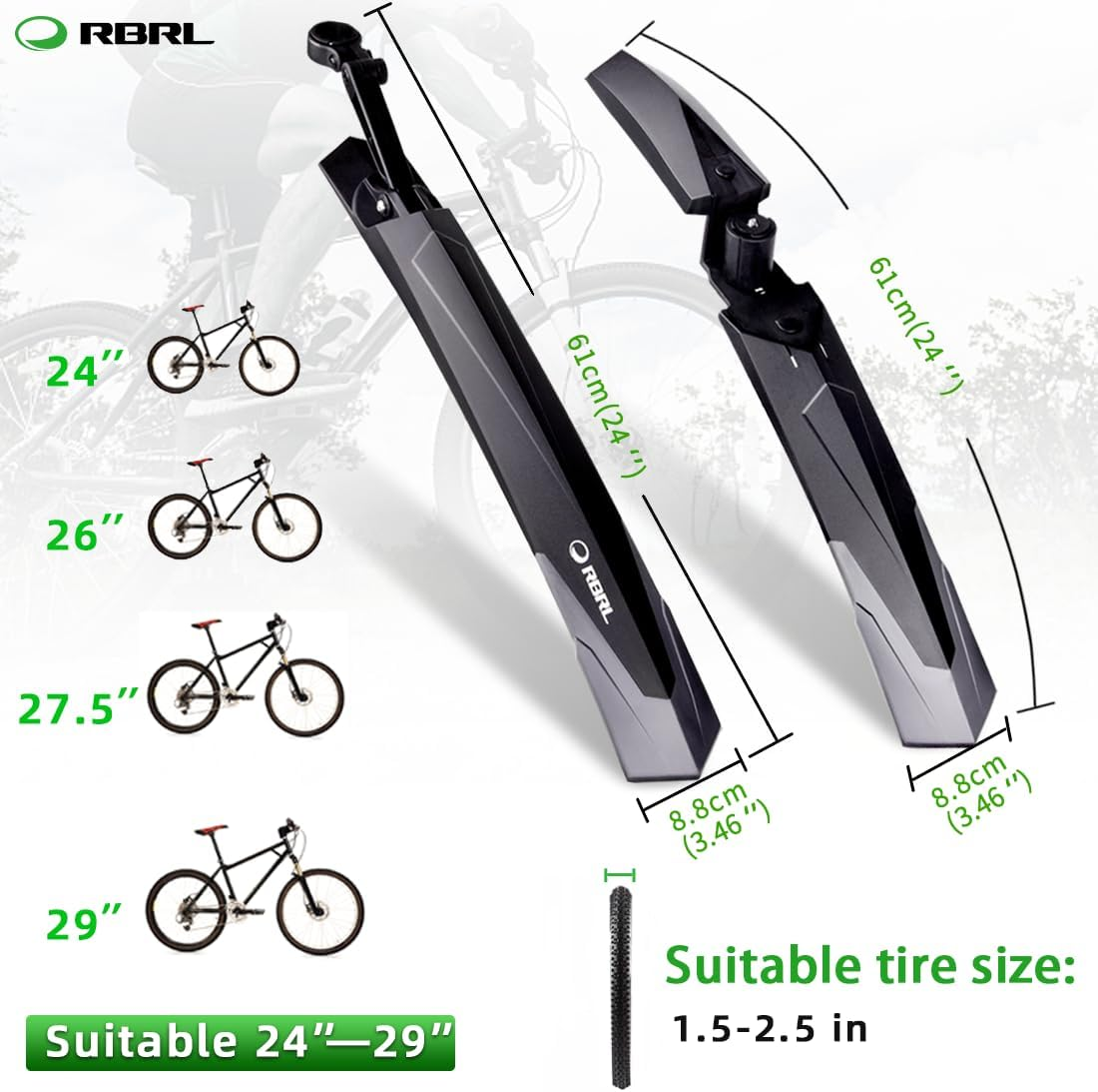 RBRL Bicycle Mudguard Set [24-29 Inch], Mudguard MTB, Universal Bicycle Mudguard, Mountain Bike image number 4