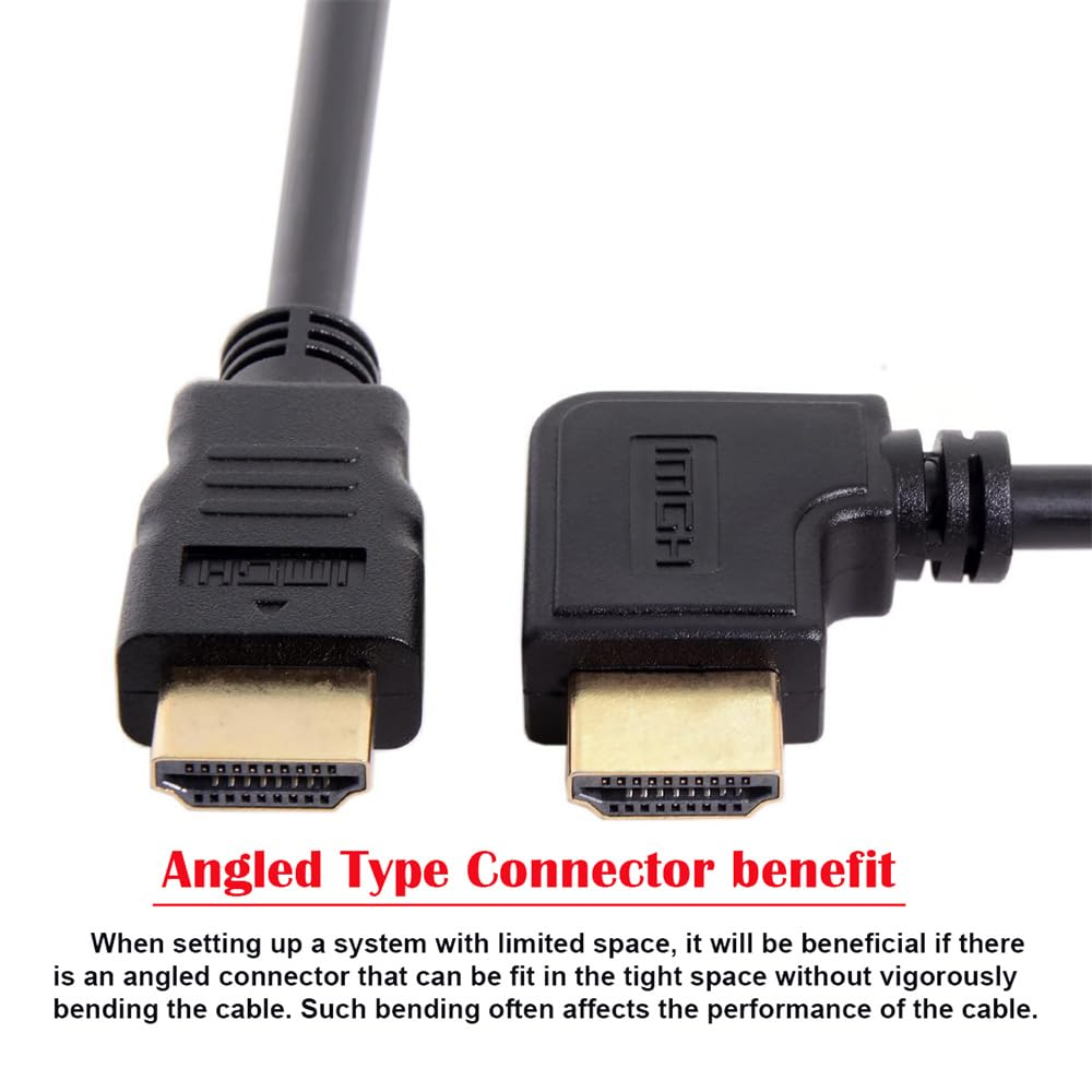 JSER 90 Degree Left Angled Type HDMI 1.4 Male to HDMI Male Cable Support 3D & Ethernet 50Cm (Left Angle) image number 1