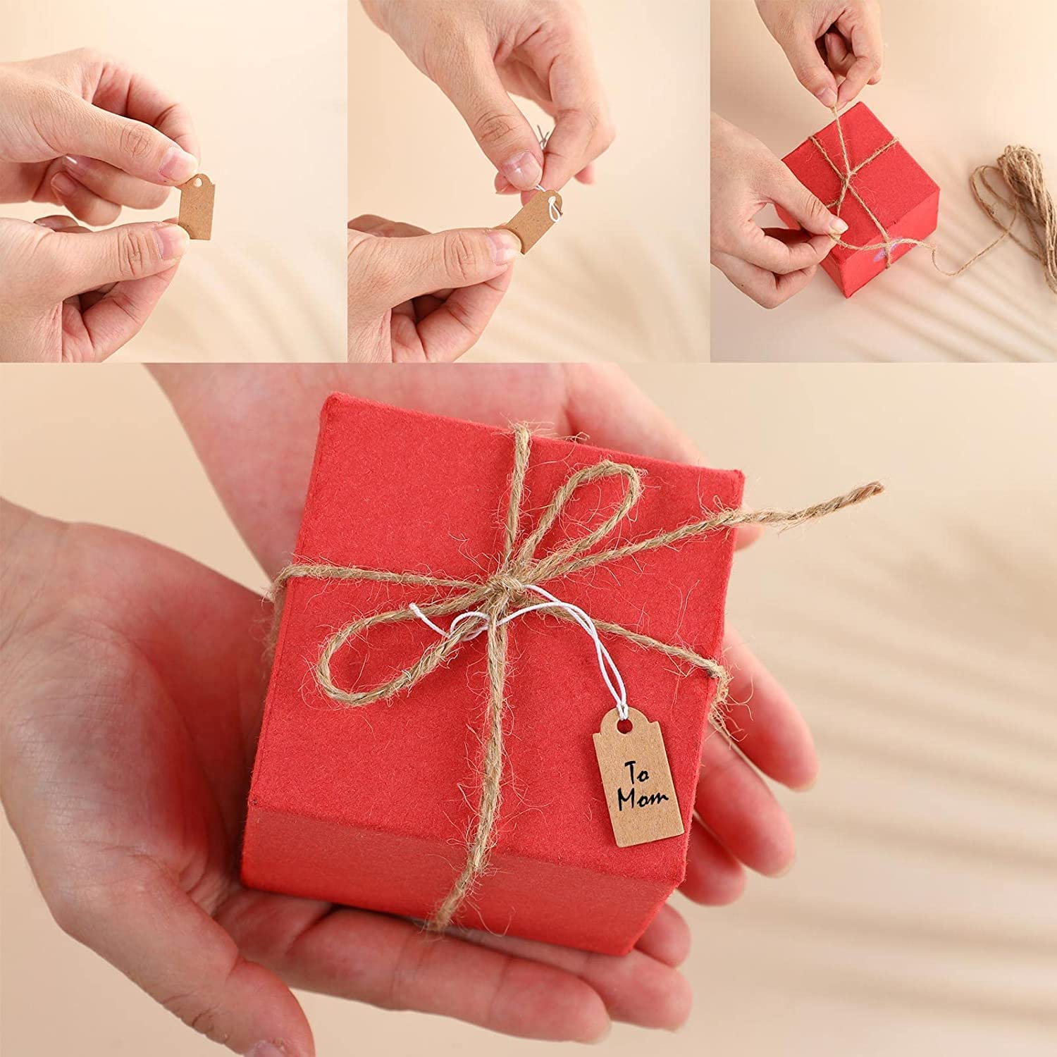 500Pcs Price Tags,26Mm*15Mm Marking with String,Writable Brown for Clothing,Necklaces,Jewelry,Hanging Rope Tags (Brown) image number 1