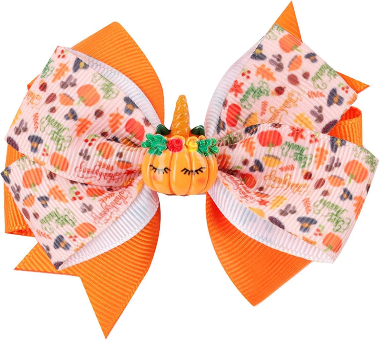 Thanksgiving Hair Bow Clips for Girls Pumpkin Bow Hairpins Kids Baby Girls Holiday Hair Accessories for Festival Thanksgiving Day (Style1, One Size) image number 2