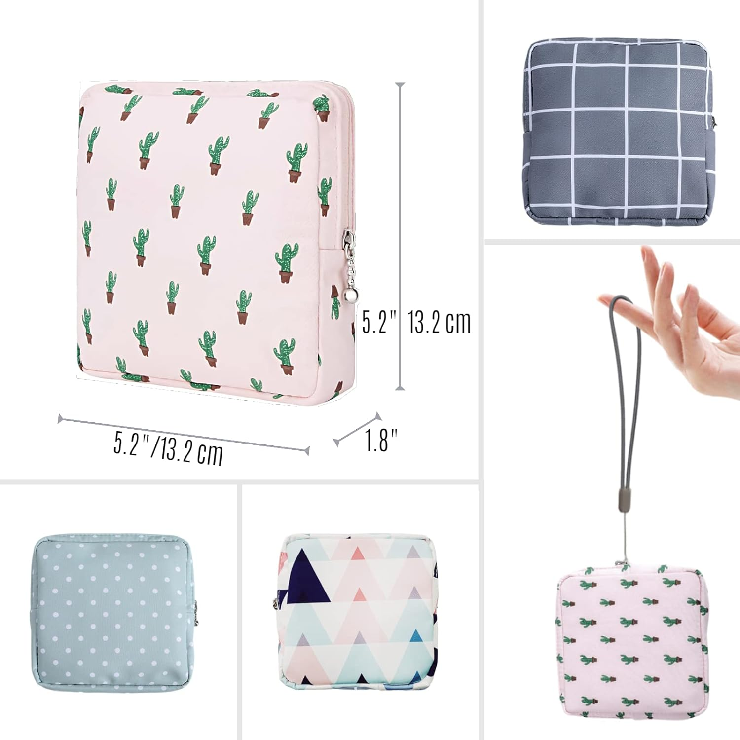 Portable Sanitary Napkin Storage Bag,4 Pieces Reusable Period Pouch for Teen Girls & Women,Pad Bags for Period for School,Office,Mini Pouch Feminine Pads Bag Kit (Classical) - Multicolor image number 2