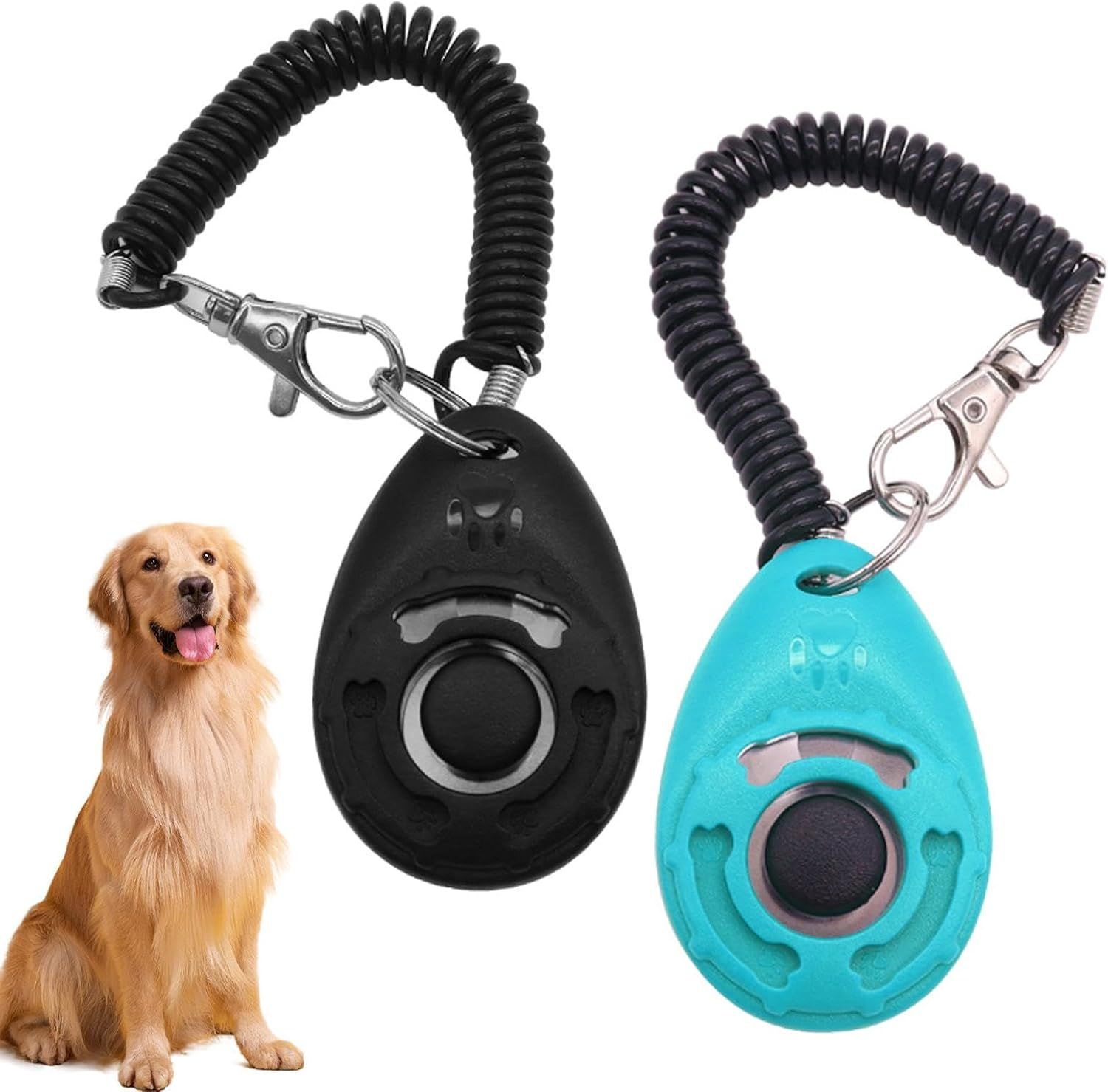 2 Pcs Dog Training Clickers with Wrist Strap,Pet Training Clicker,Durable Lightweight Easy to Use,Pet Behavioral Training Tools for Puppy, Cats, Birds, Hamsters,For Pet Lovers (Black&Blue)