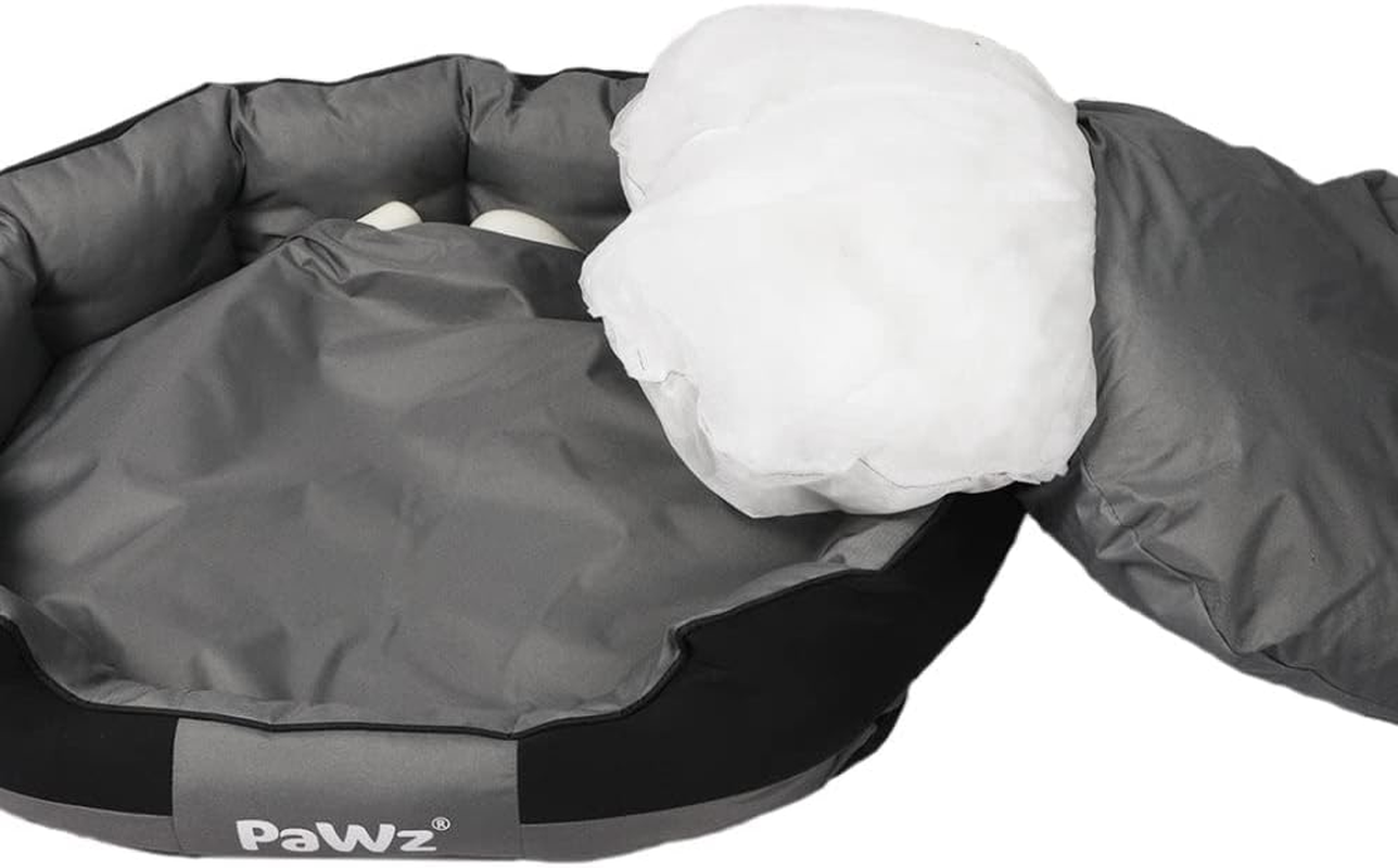 Pawz Waterproof Pet Dog Calming Bed Memory Foam Orthopaedic Removable Washable L, Dog Cat Sofa Bed with Head and Neck Support, Chew Proof Dog Bed, Pet Bed with Removable Cushion, Grey + Black