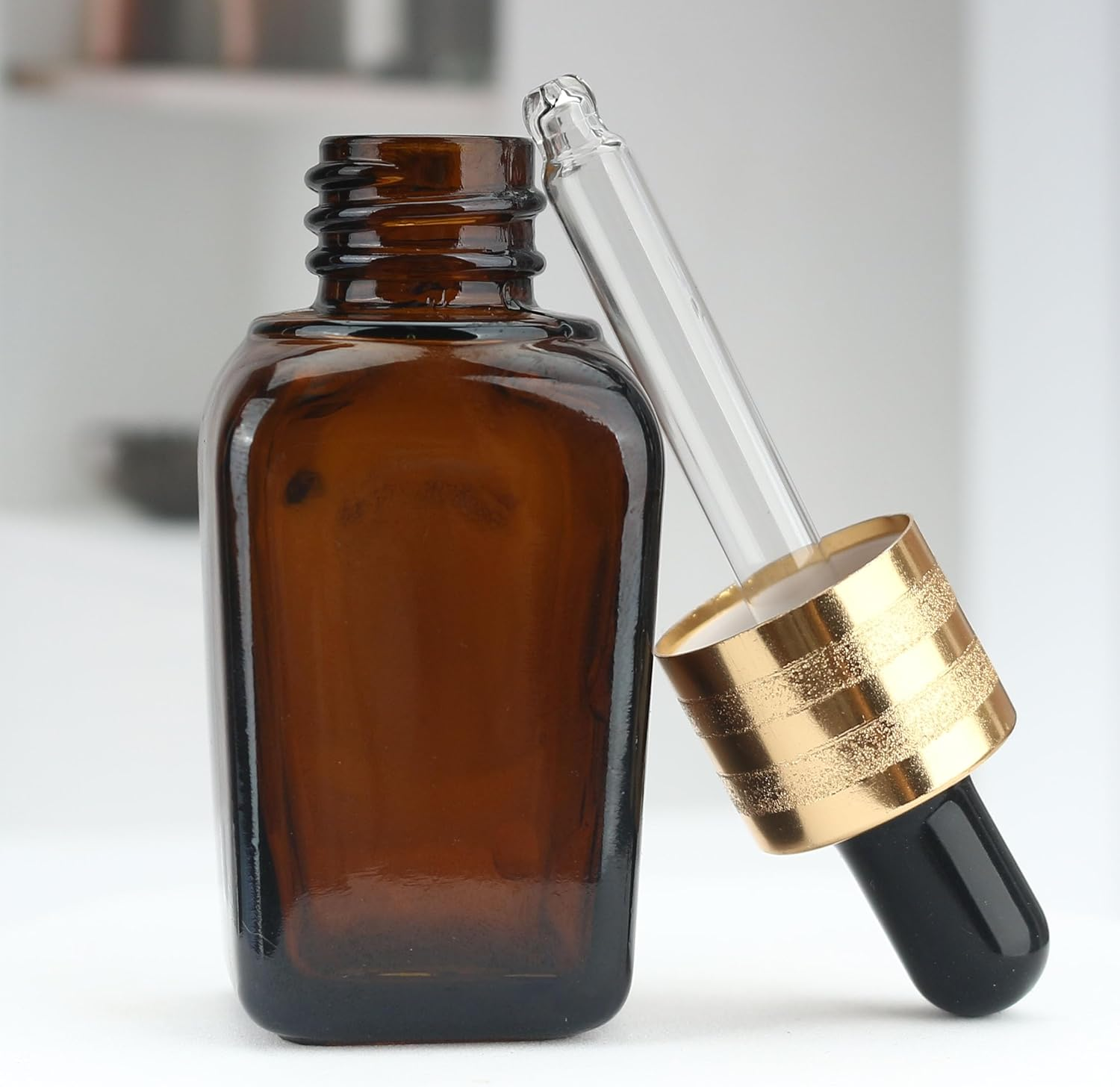 COSIDEA 16Pcs Empty 25Ml 0.83Oz Square Amber Glass Dropper Bottle for Essential Oil Liquids Travel Bottles image number 2