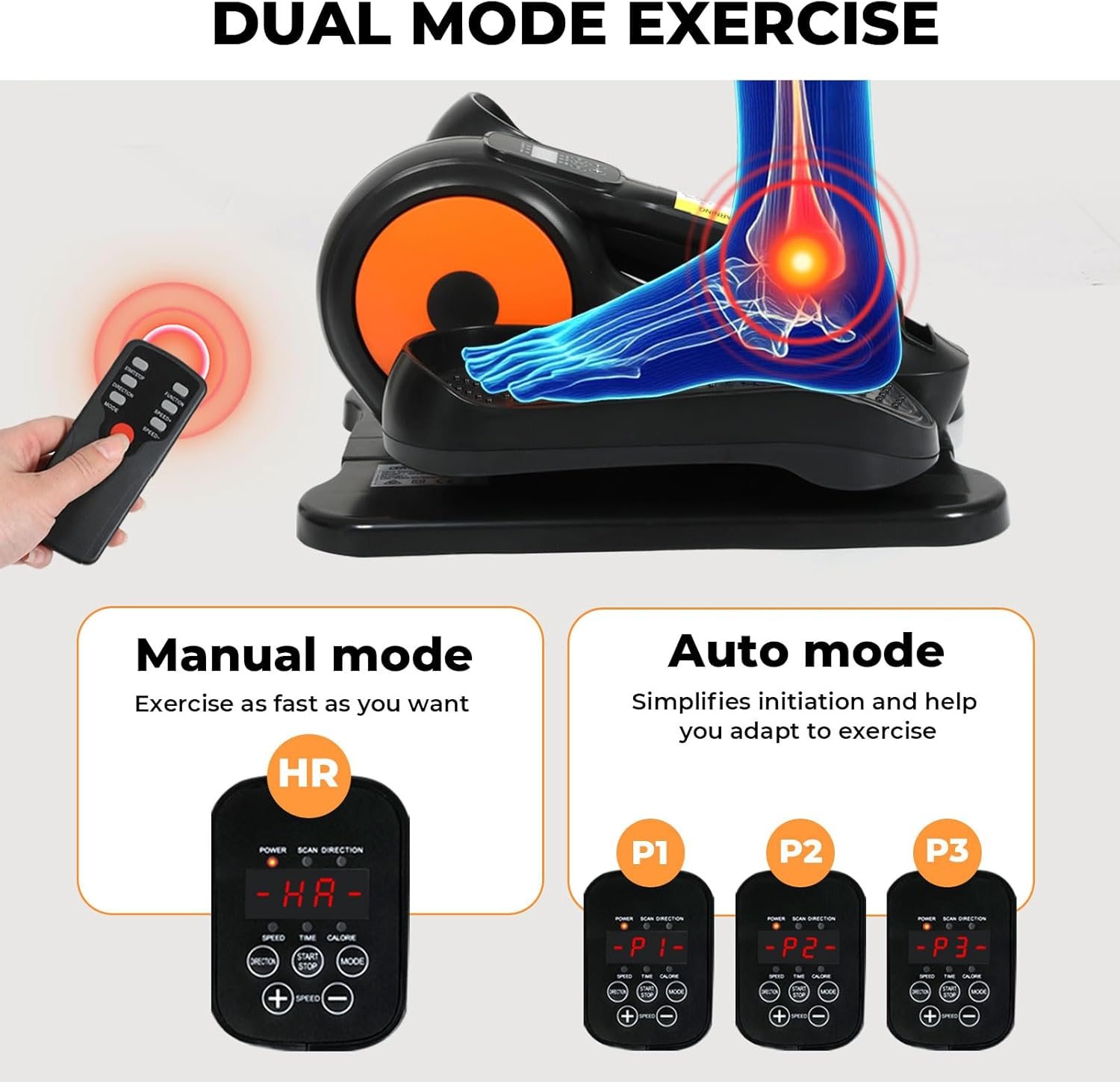 Centra under Desk Elliptical Machine,Electric Ellipse Leg Exerciser with 12 Adjustable Speed, Portable Seated Pedal Exerciser for Seniors, Pedal Exercise Machine with Remote Control, Home Office Use image number 3