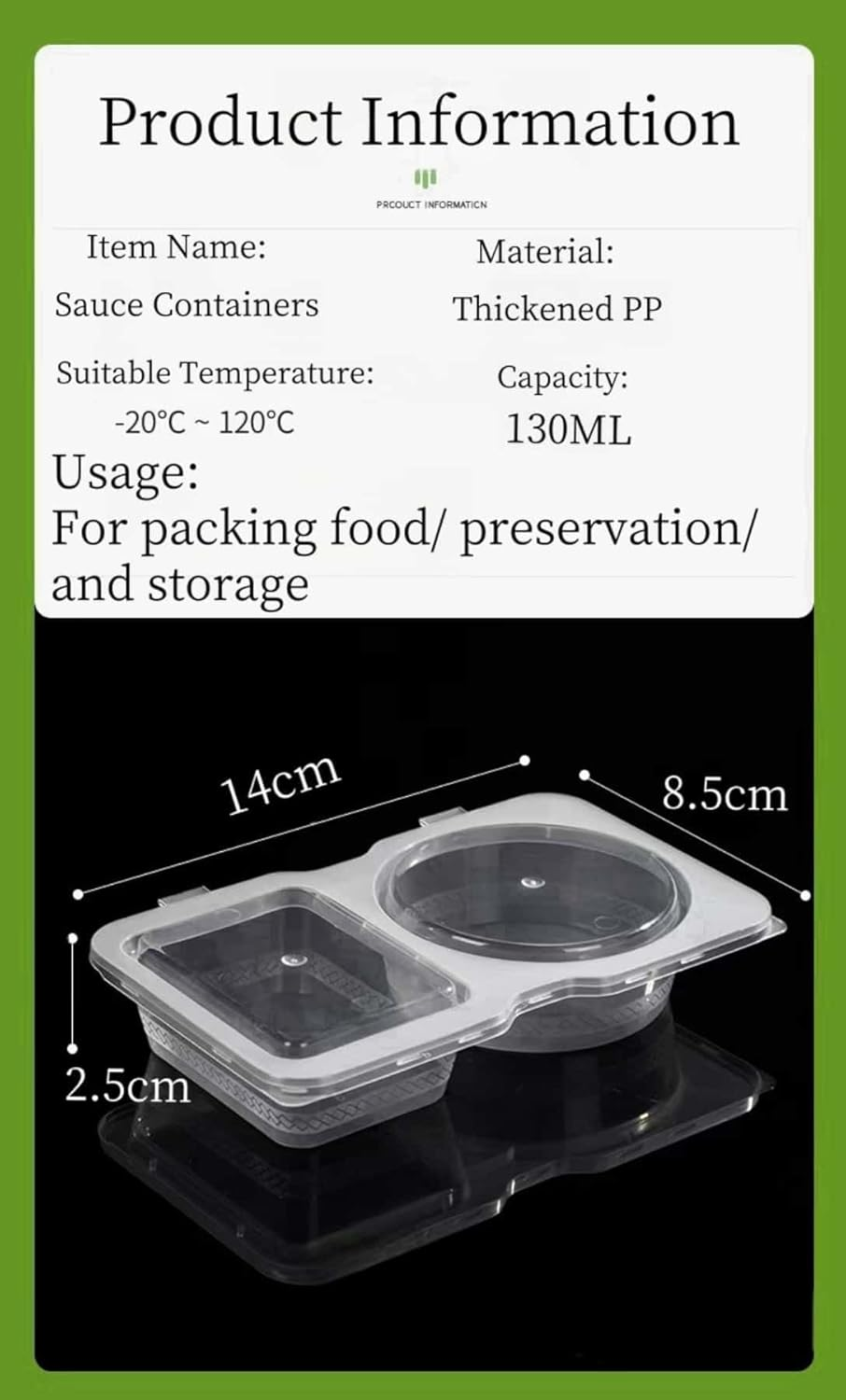 ARREBOL 40 Sets Reusable Small 2 Compartment Snack Sauce Condiment Containers with Lids image number 4