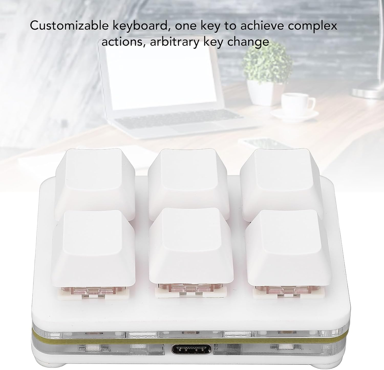 6 Key Mini Keyboard, RGB Macro Customized Programmable OSU Keypad with Red Switch, One Handed Gaming Keyboard for Game Office (White) image number 2