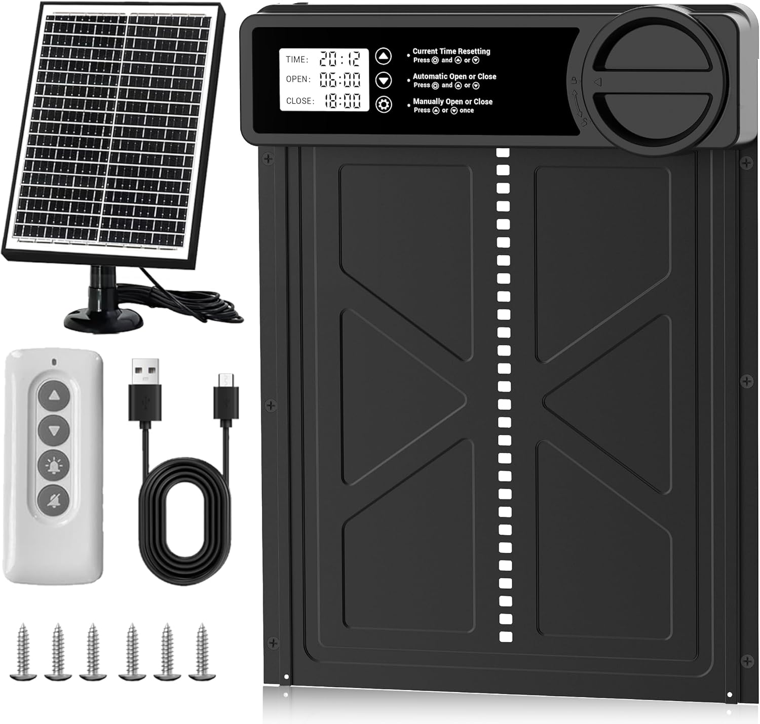 Large Size Automatic Chicken Coop Door Solar Powered - Timer/Manual Mode, Solar Chicken Coop Door Anti-Pinch, Aluminum Alloy Chicken Doors | Higher Battery Capacity | 20M Remote Control image number 4