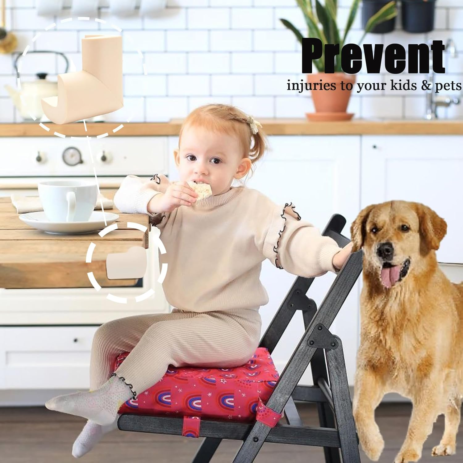 12 Packs Baby Safety Corner Guards for Baby Proofing Furniture Soft Foam Corner Covers Furniture Corner and Edge Safety Bumpers Baby Proofing Safety Corner Protectors for Table, Desk, Sofa (Beige) image number 6