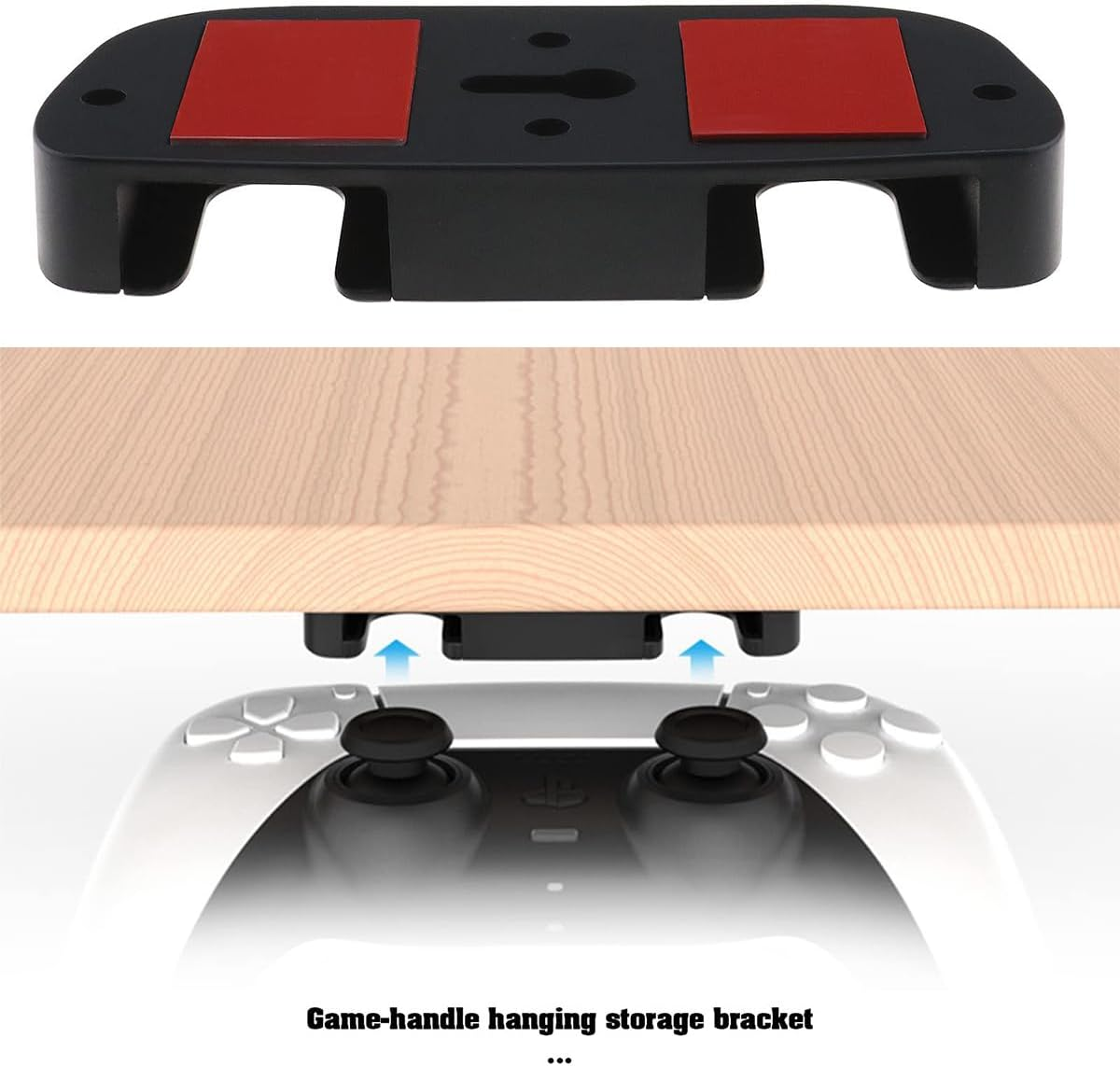 2PCS Under-Desk Controller Holder,Compatible with PS4 Compatible with PS5 ABS Controllers Black,Under Desk Mount image number 3
