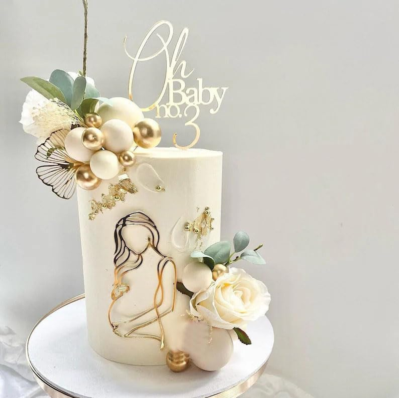 Pregnant Lady Baby Shower Cake Topper,Pregnancy Acrylic Baby Cake Charm for Gender Reveal Cake Decoration, Pregnancy Announcement/Wecome Baby Party Supplies(02) image number 1
