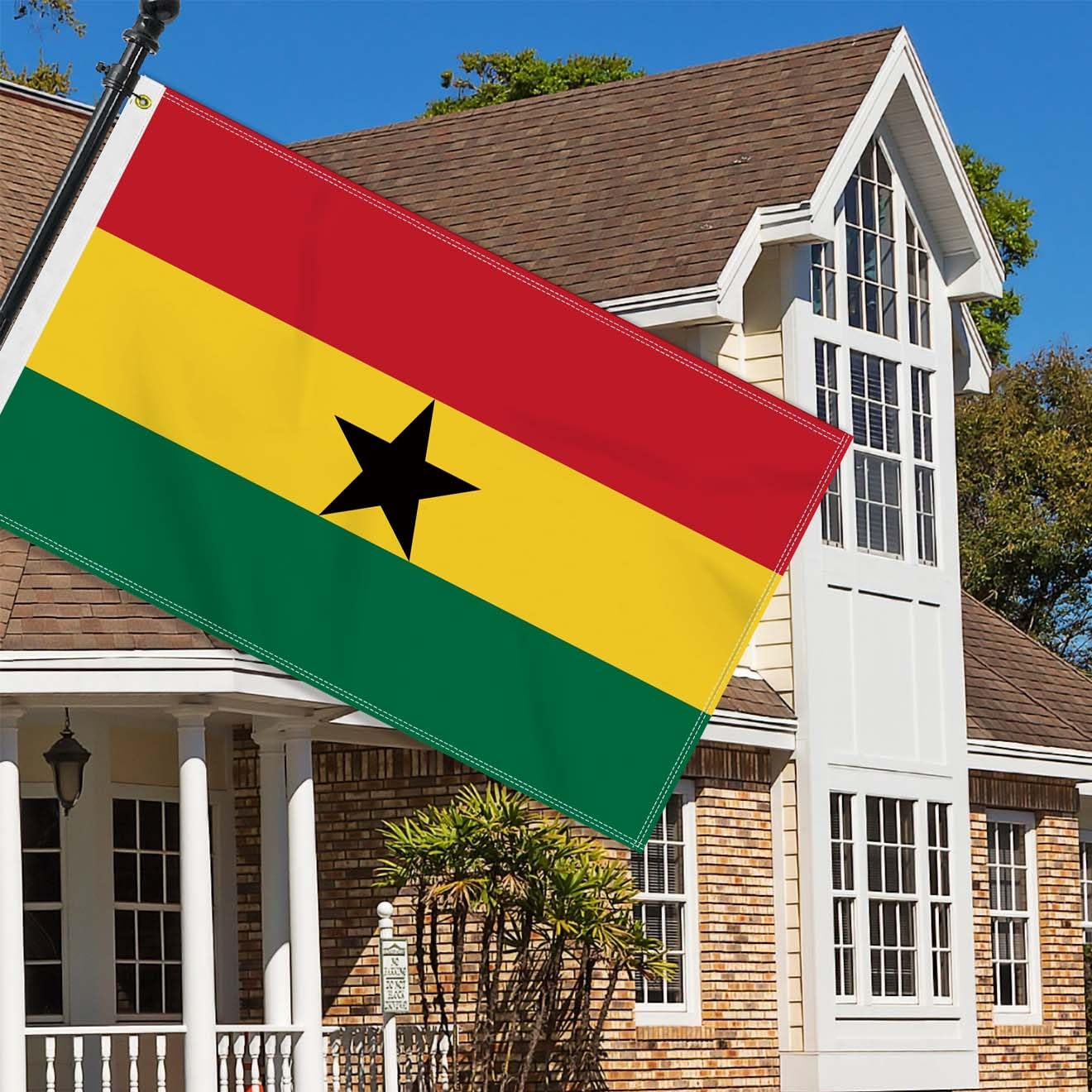 Large 3&times;5 FT Ghana Flag, Big Ghananian100D National Outdoor Banner,Decorgarden with Brass Gromment image number 2