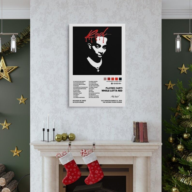 Playboi Poster Carti Whole Lotta Red Music Album Poster Canvas Painting Wall Art Picture Home Decor Print for Bedroom Living Room Dorm Study Bar Office 12X18Inch(30X45Cm) image number 1