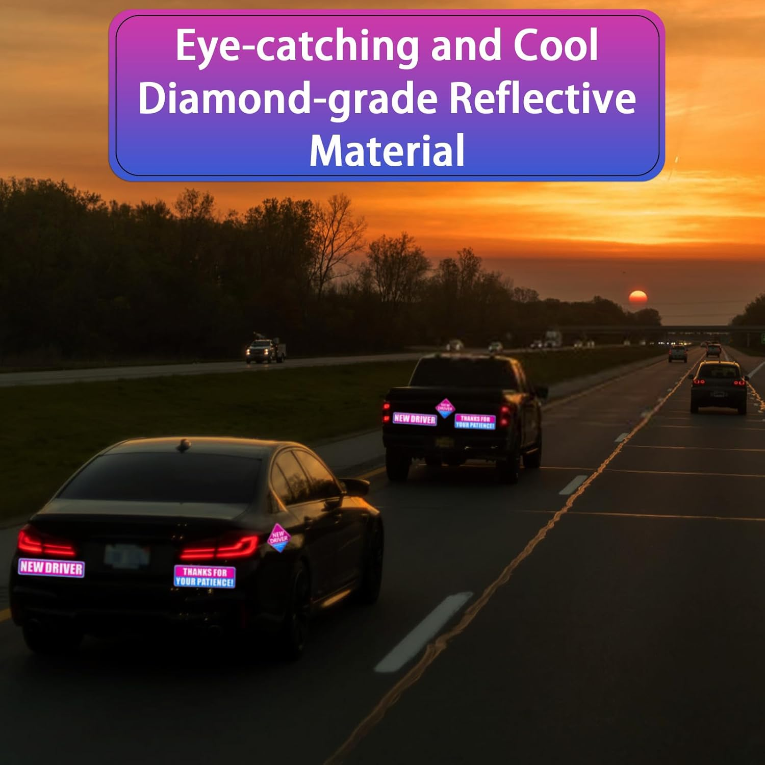 3Pcs New Driver Magnet for Car, Thanks for Your Patience Student Driver Sticker Magnetic Reflective Bumper Stickers Novice Driver Road Safety Sign New Driver Decal for Car (Pink, Blue) image number 1