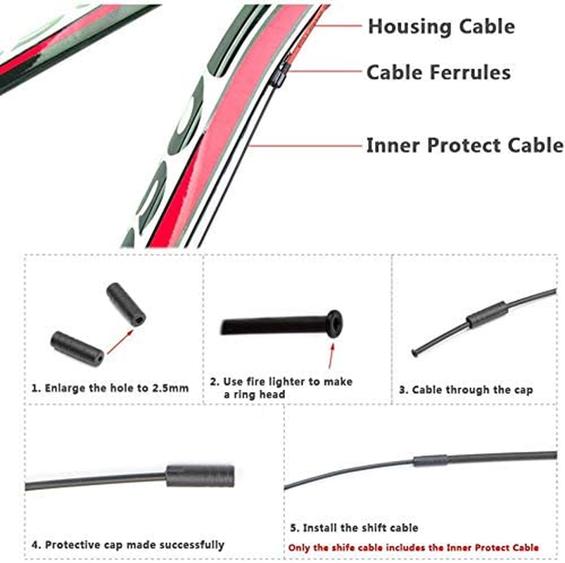 YAKAMOZ 2-In-1 Universal Bicycle Shift Derailleur Cable and Bike Brake Cable Housing Kit Cycling Cables Replacement Set for Repairing MTB Road Bike image number 2