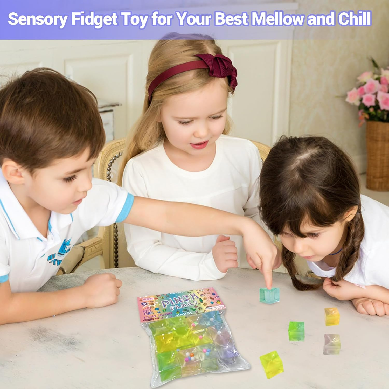 12Pcs Nice Cube Toys Party Favors Gifts for Kids Adults, Ice Cube Stress Ball, Squeezy Sensory Cubes, Soft Squishy Anxiety Toys for Kids and Adults with ADHD and Autism image number 4