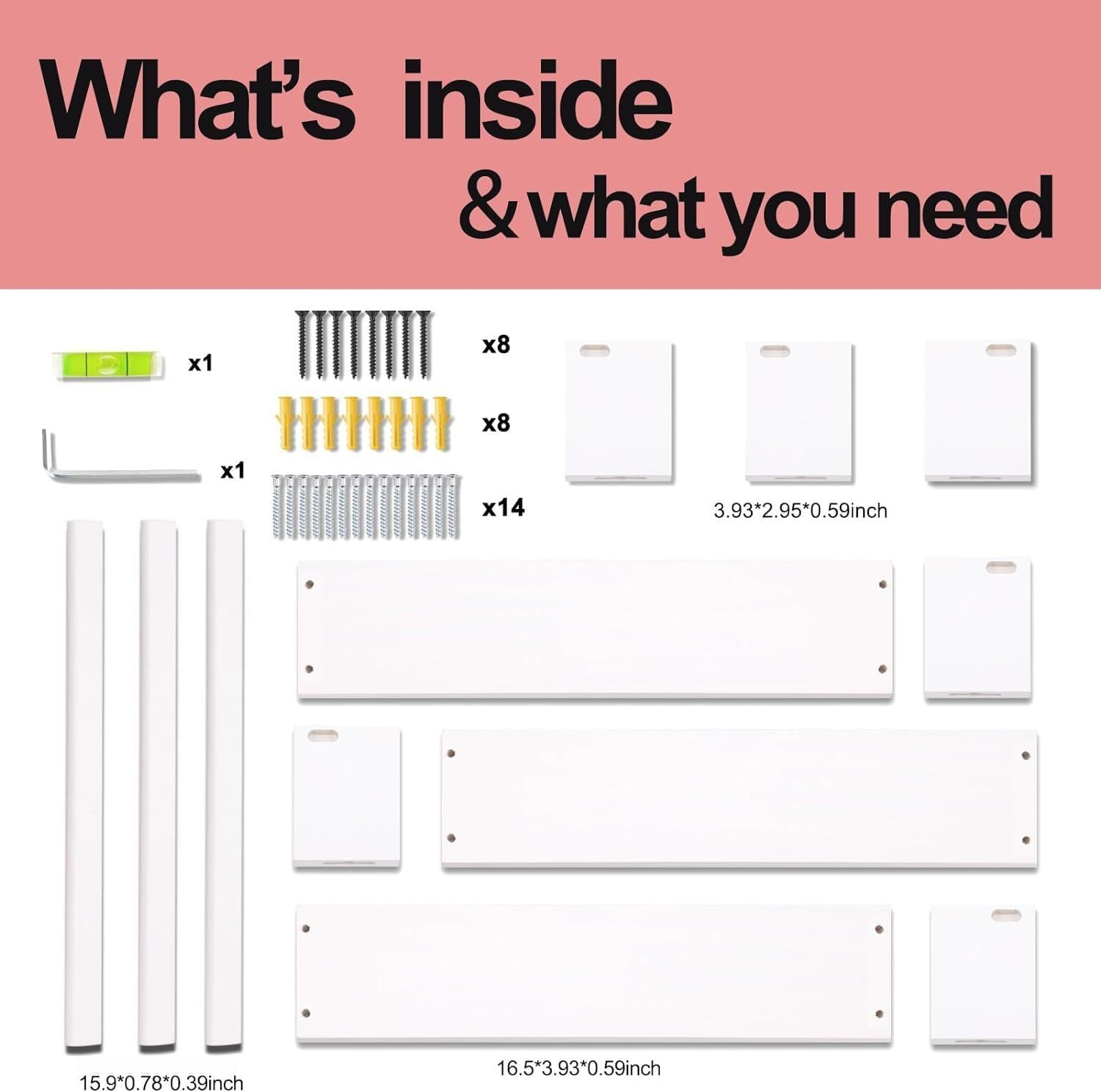 Kids Room Nursery Book Shelves for Wall Set of 3, Floating Kids Bookshelf for Girls Boys Bedroom, Wood Hanging Book Shelf and Toy Storage for Baby Toddler Childrens (All White) image number 6