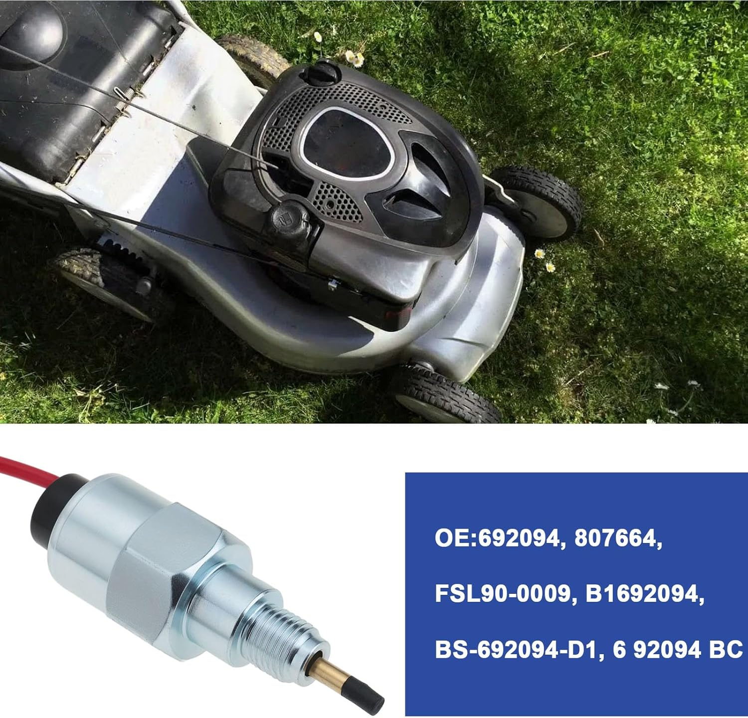 SING F LTD 1PC Carburetor Fuel Shut off Solenoid Compatible with Briggs Stratton OE 692094 807664 FSL90-0009 B1692094 BS-692094-D1 6 92094 BC Wire Length 25Cm Fuel Shut-Off Actuator image number 4