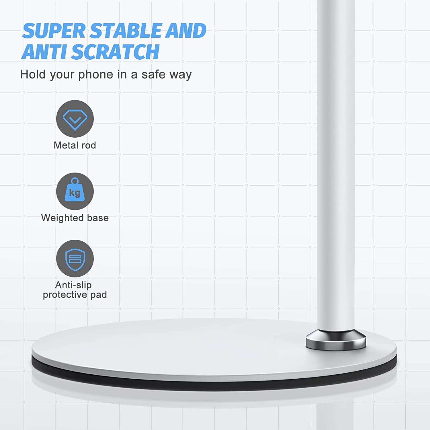 SHAWE Mobile Phone Stand, Adjustable Table Mobile Phone Holder Multi-Angle Mobile Phone Holder Stand for Iphone 12 11 Pro Xs Max, Samsung, Huawei Etc. (White) image number 6