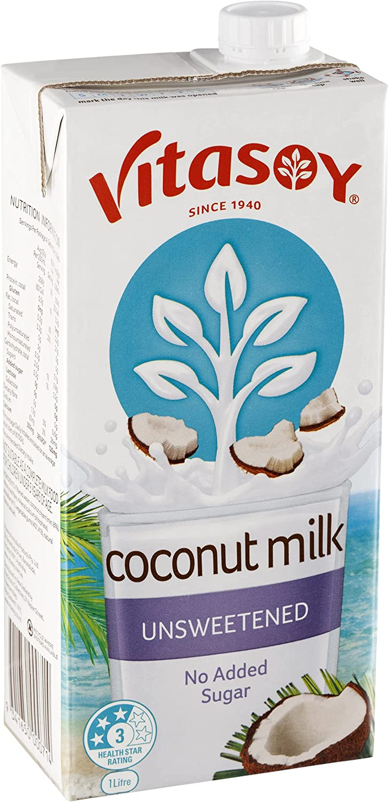 Vitasoy UHT Unsweetened Coconut Milk 1 Litre (Pack of 3) image number 3