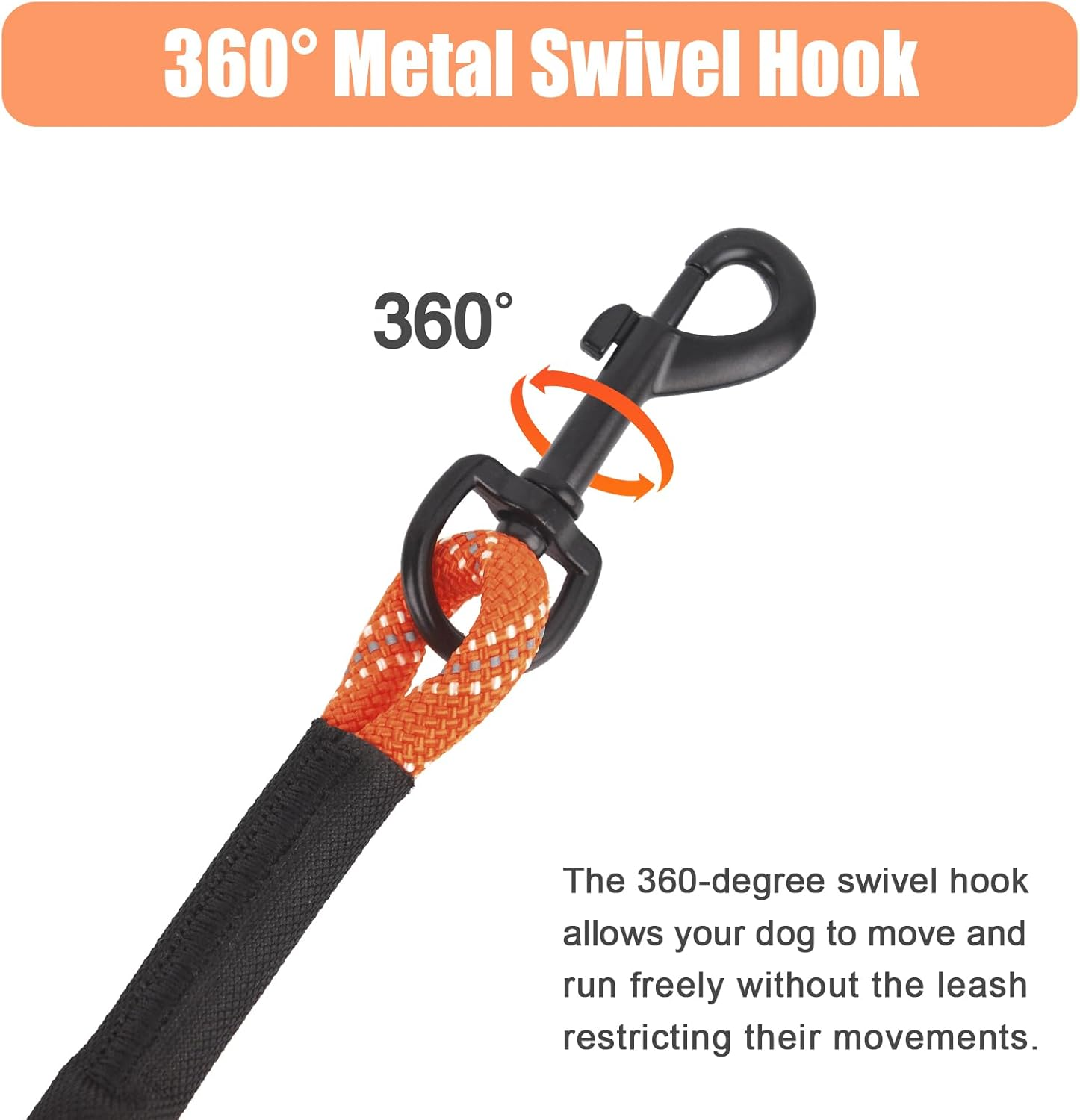 Dog Training Leash 5M 10M 15FT 30FT Reflective Extra Long Dog Lead Leash outside Puppy Camping Safety Back-Yard Rope Dog Lead for Small Medium Large Orange Dog Leash 15FT(5M) image number 2