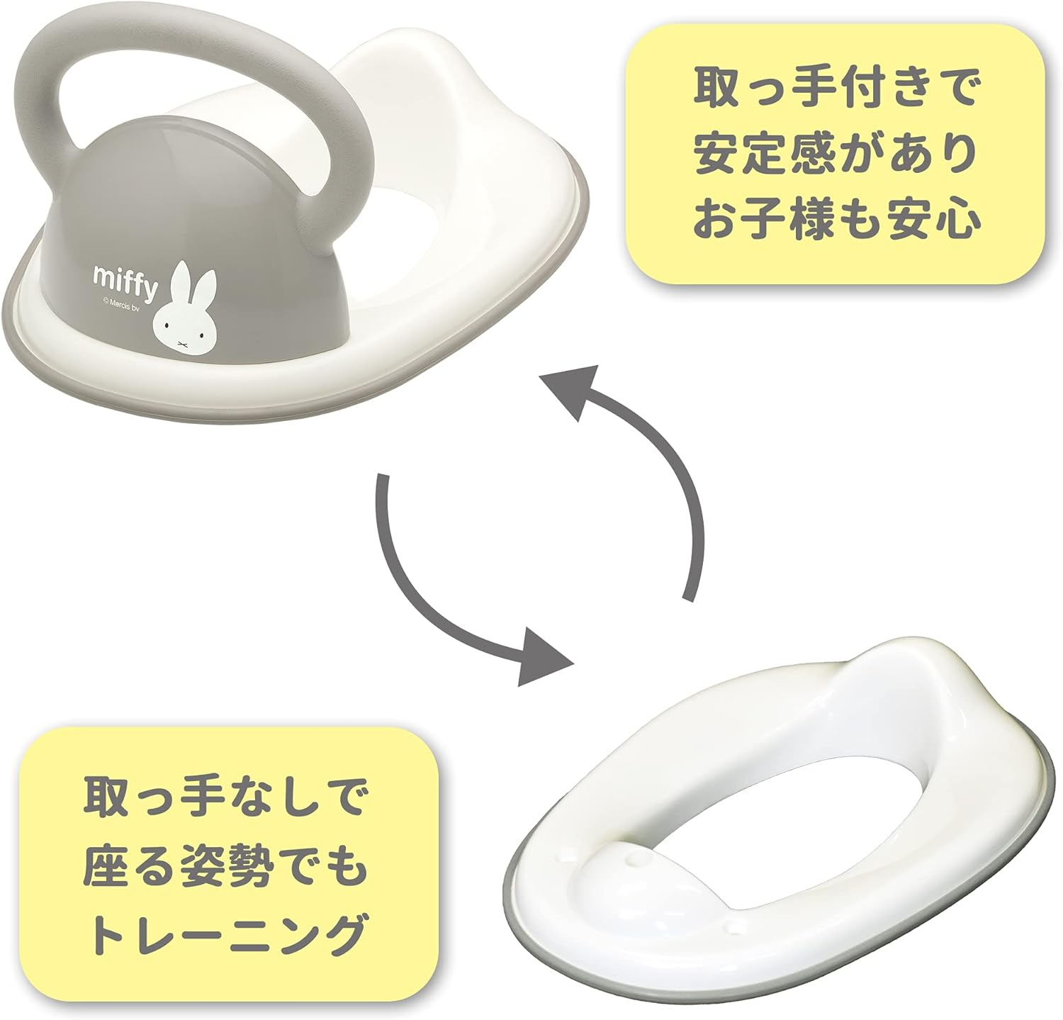 Eiwa Miffy Auxiliary Toilet Seat, Gray image number 2