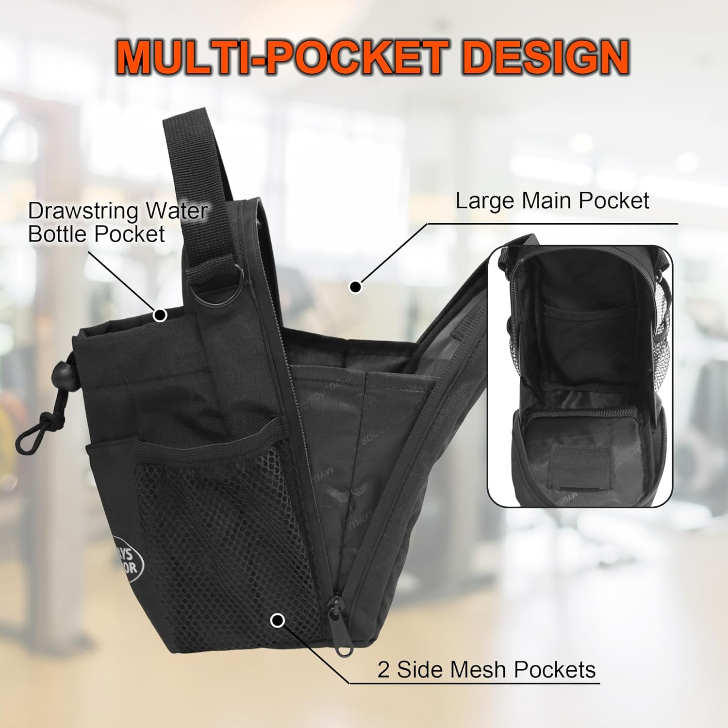 Magnetic Gym Bag,Water Bottle Carrier Bag,Water Bottle Holder with Shoulder Strap,Magnetic Gym Pouch for Travel, Work, and Sports Accessories image number 5