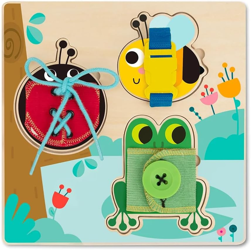 BASIC SKILLS LACING BUTTONS WOODEN PUZZLE BOARD