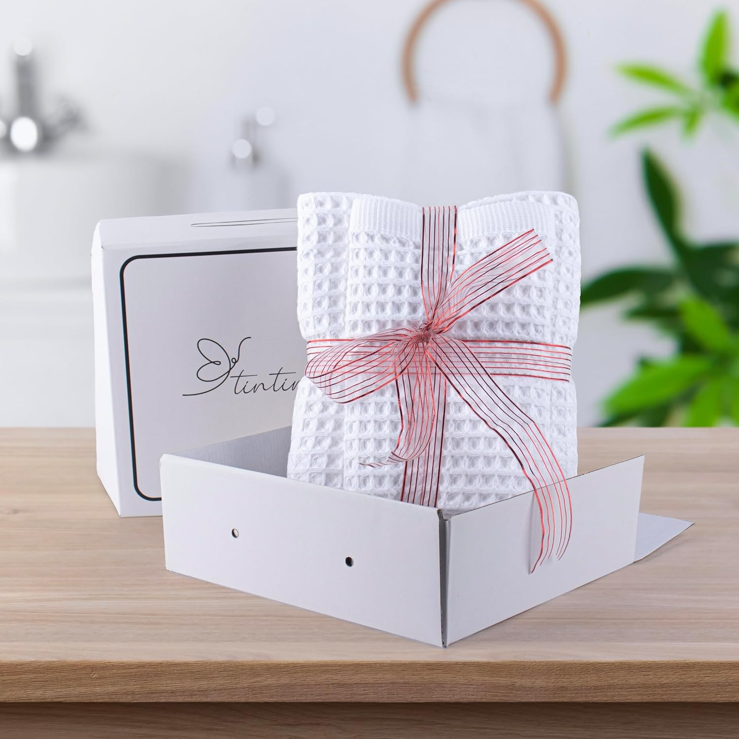 Waffle Bath Towels for Bathroom - Premium, Ultra Soft, Turkish Cotton Waffle Bath Towel Set of 2-1 Waffle Hand, 1 Waffle Bath Towels - Absorbent, Lightweight Travel Towels Sets (White) - Anthracite image number 6