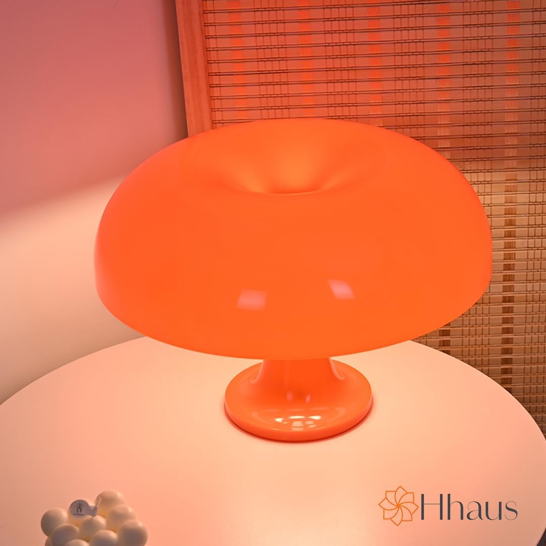 Funky LED Mushroom Lamp (Orange) | Cute Night Light for Kids | USB Retro Living Room Lamp | Remote Controlled | Auto Timer | Relaxing Ambience and Mood Lighting | Living Room Home Decor Lighting image number 1