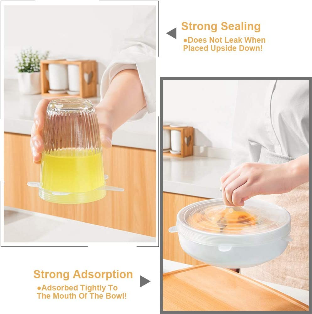 4 Pack Same Size Silicone Stretch Lids, Thicker Reusable Durable Silicone Container Cover, Expandable Food Storage Covers, Dishwasher and Freezer Safe, 5.71In(14.5Cm) image number 5