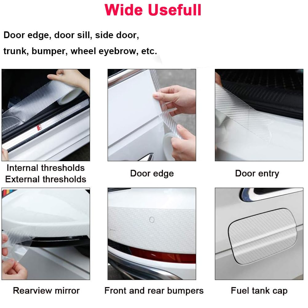 Car Door Sill Protector Bumper, Car Door Protector 3D Carbon Fiber Car Wrap Film Vinyl Automotive Wrap Film Car Door Sill Protection Car Door Edge Guards Strip Anti-Collision Fits image number 2