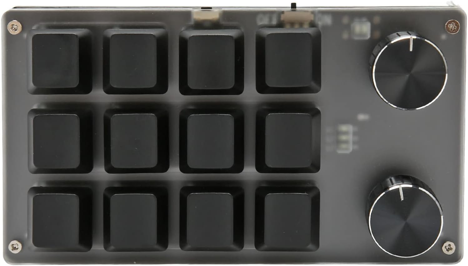 Mini Macro Mechanical Gaming Keyboard, USB Programmable Keypad with Knob for PC Gamer Office Media, Knob Design Ergonomic Design Dual Mode Keypad Oneclick (12 Keys with 2 Knobs)