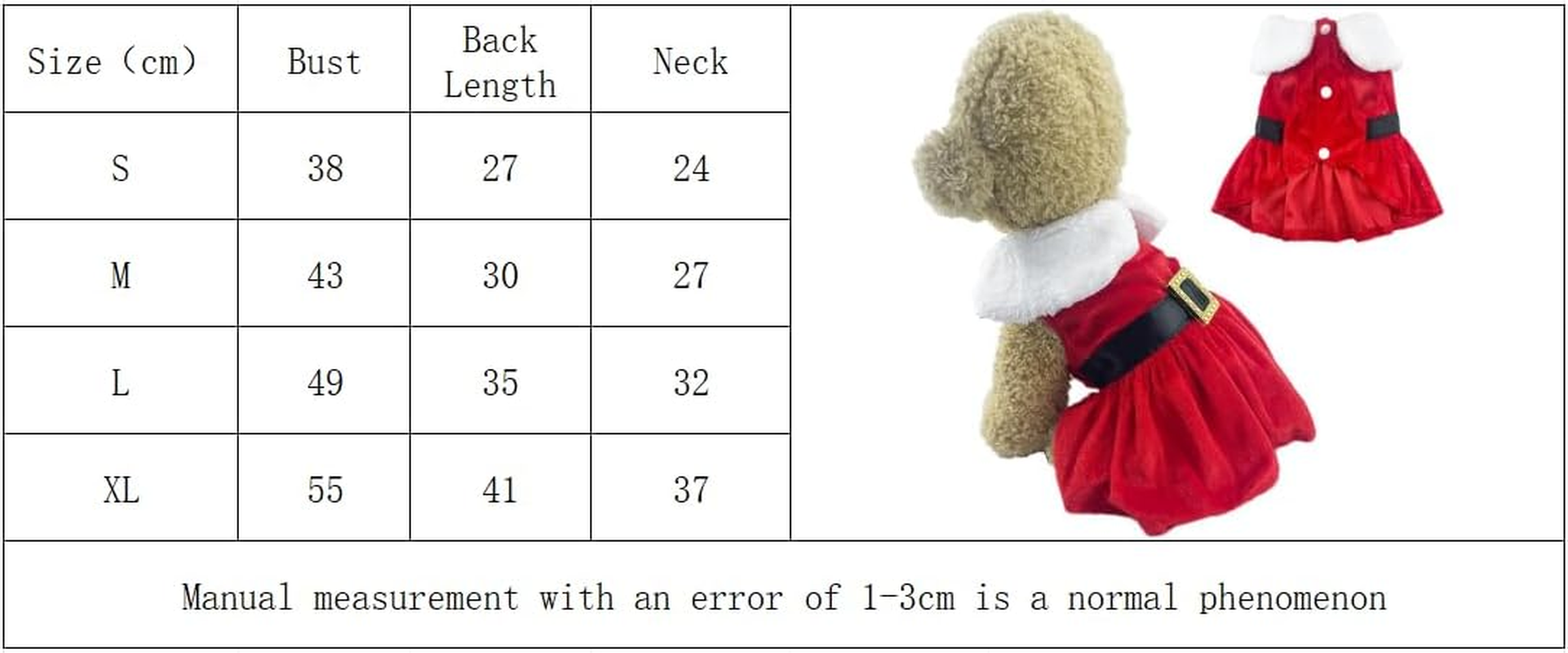 Dog Christmas Dress,Dog Christmas Outfit,Holiday Theme Puppy Dress,Velvet Red Dog Clothes for Small Dog Girl,Christmas Dog Cat Costume for Pet (Red, XL)