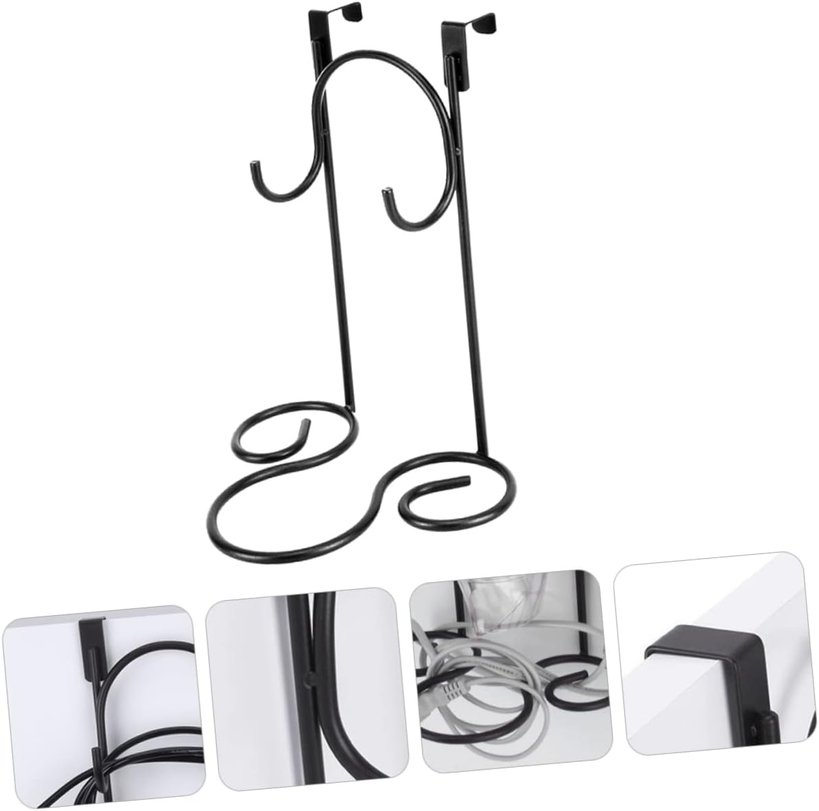 Strong Capacity Hair Dryer Rack Wall Mount Holder Bathroom Accessory Door Hanger Stylish image number 5