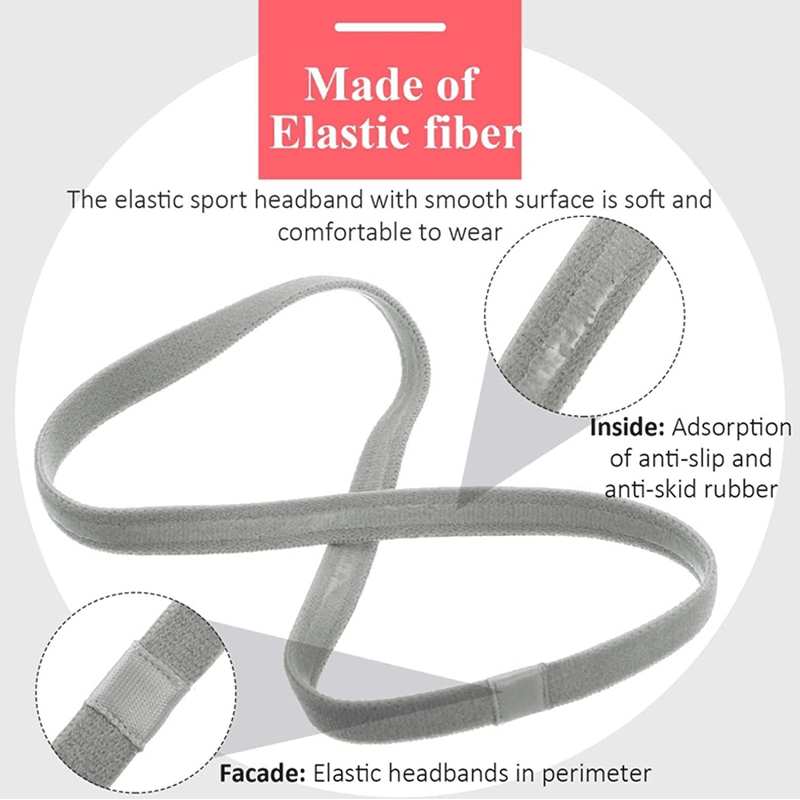 5 Pcs Lightweight Sports Elastic Headband, MH MOIHSING Non-Slip Thin Silicone Sweat Band, Newest Fitness Fashion Color Yoga Head Band Hair Accessories for Men Women Girls Teenagers for Working Out image number 5