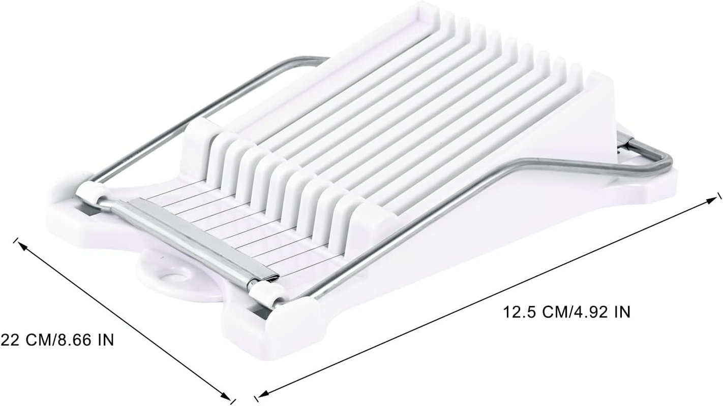 Slicer for Cutting Ham Luncheon Meat Boiled Eggs Bananas - Kitchen Tool for Salad or Dinner - Made by ABS and Stainless Steel Wire White -1 Pack