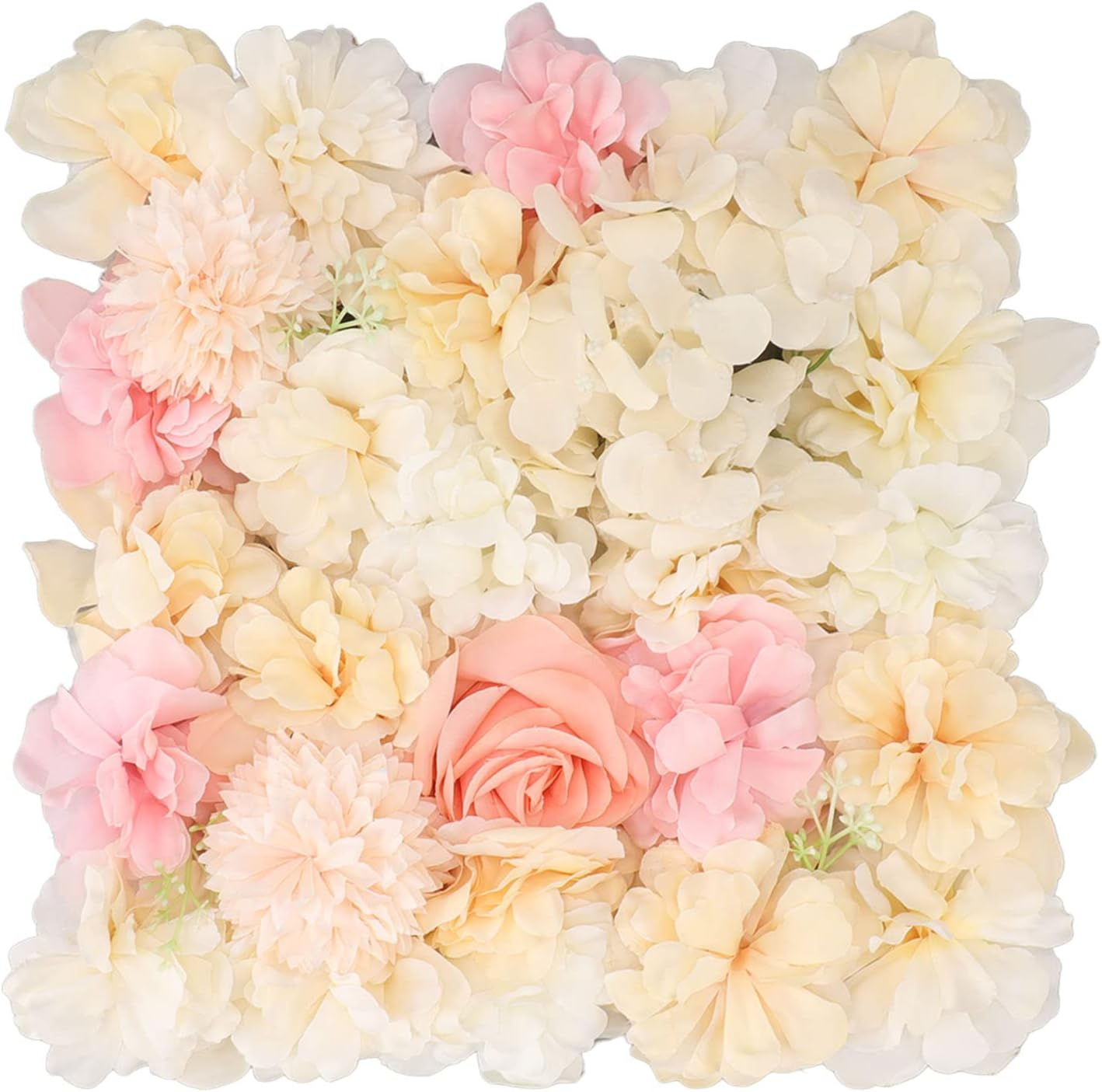 Artificial Flower Wall Panels Silk Simulation Rose Flowing Decoration for the Celebration of the 15X15In Wedding (Yellow and Pink) image number 1