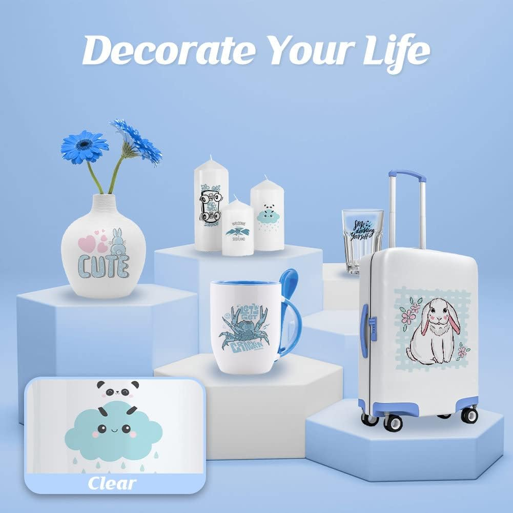 Transourdream 3D Waterslide Decal Paper for Inkjet & Laserjet Printers (A4,10 Sets) Clear Transparent Printable Water Transfer Paper for DIY Tumblers, Mugs, Ceramics, Glass（Tod-Au-3Dws-C10） - Clear image number 4