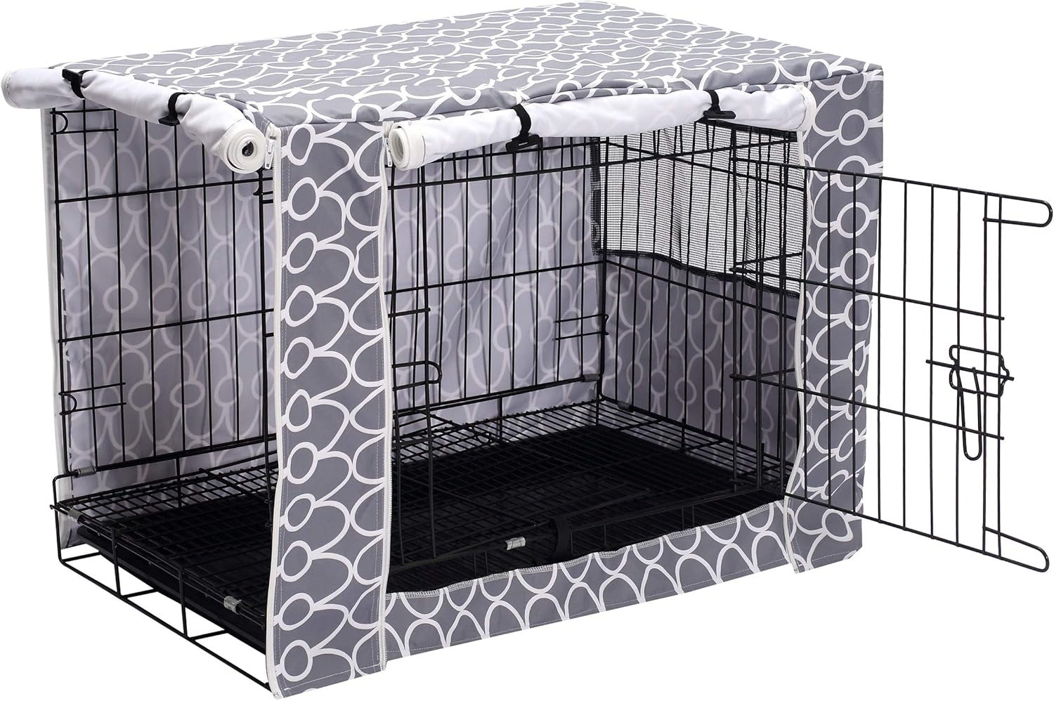 Dog Crate Cover for Wire Crates, Heavy Nylon Durable Waterproof Windproof Pet Kennel Cover Indoor Outdoor Protection - Cover Only - Grey - Xlarge image number 1